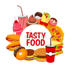 食品快餐海报图片_快餐和街头食品餐厅餐点和小吃菜