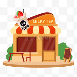 小卖商店素材图片_珍珠奶茶小店辅商店