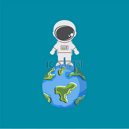 太空宇航员手绘图片_有行星地球的太空宇航员可爱的象