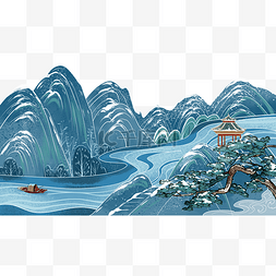 冬天风景素材图片_冬天风景中国风山水江河