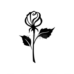 玫瑰花花矢量图片_玫瑰花的涂鸦孤立的单色植物矢量