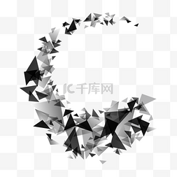 半圆形几何图片_圆环破碎黑色几何三角形