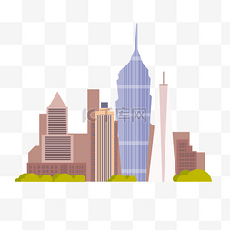 紫色和棕色扁平风纽约城市剪影
