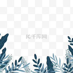 淡蓝色水彩图片_水彩蓝色树叶冬季植物边框