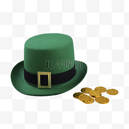 消费加金融图片_圣帕特里克绿色帽子金币