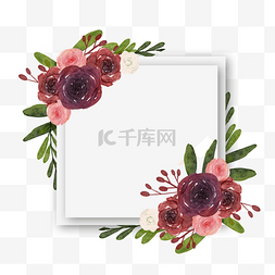 粉色桃花瓣背景图片_勃艮第玫瑰婚礼水彩立体边框