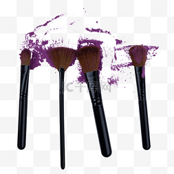 时尚女人字体图片_化妆刷黑色刷子紫色粉末