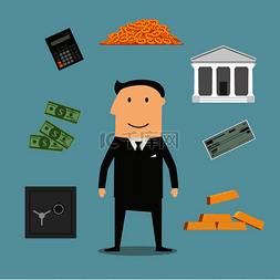 硬币图标图片_银行家职业和金融偶像，包括商人