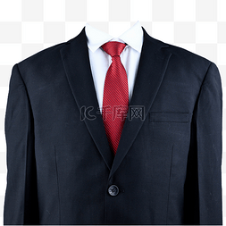 正装红色领带图片_半身黑西装白衬衫红领带摄影图