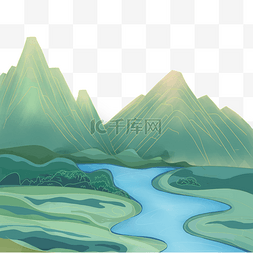 彩色中国风山水图片_彩色中国风山水