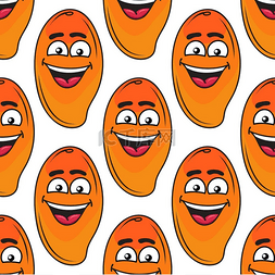 欢笑快乐的橙色热带芒果无缝图案