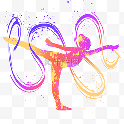 彩色喷溅墨迹图片_女性体操艺术运动