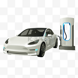 电动车充电易燃图片_3D立体C4D新能源汽车充电轿车