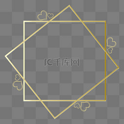 七夕情人节金色爱心边框
