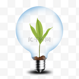 绿色卡通灯泡图片_绿色卡通树叶光效创意灯泡