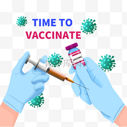 接种疫苗的时间医用手套注射展示