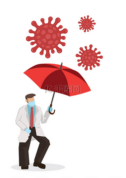 矢量遮挡图片_医生用雨伞遮挡头孢病毒.保护或