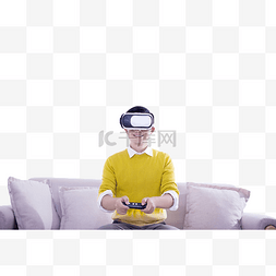 VR体验虚拟眼镜的男人