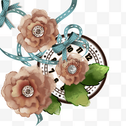亚麻花卉装饰钟表复古创意