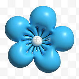清新立体蓝色图片_蓝色立体花朵装饰