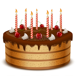 点着图片_点着蜡烛的生日蛋糕上的白色背景