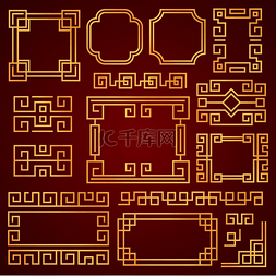 新日图片_中国边界带有传统东方图案的金色