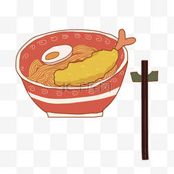 面条简笔画图片_手绘卡通图案日本食物拉面