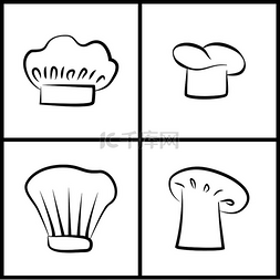 雷峰塔素描图片_厨师帽单色简约草图套装作为厨师