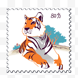 邮戳图片_老虎邮票标签虎年动物