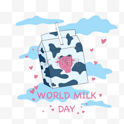 世界牛奶日食物液体爱心可爱蓝天