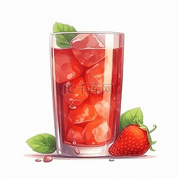 草莓果汁图片_一杯鲜榨草莓果汁