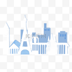 埃菲尔铁塔白色图片_法国巴黎城市天际线建筑