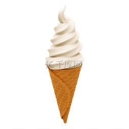 冰淇淋3D逼真在白色的背景上的甜