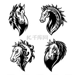 马设计图片_用于部落纹身和马术运动吉祥物设