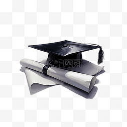 黑色毕业帽和文凭