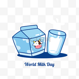 世界牛奶日卡通盒装牛奶
