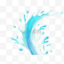 水球的水花图片_飞溅的蓝色液体