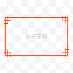 极简边框素材图片_中国红国潮线条简约标题框