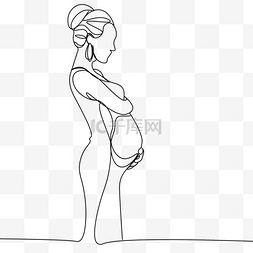 线条怀孕图片_抽象线条画侧身怀孕母亲
