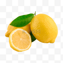水果静物画图片_柠檬摄影图绿叶水果