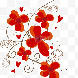 壁纸卷线条图片_花卉植物抽象红色线稿创意