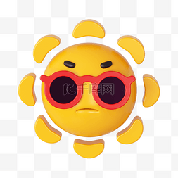 3DC4D立体拟人戴墨镜大太阳