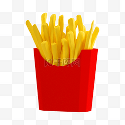 小吃餐饮logo设计图片_红色卡通3D立体小吃美食薯条
