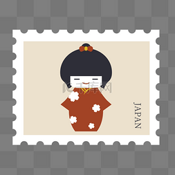 质感水晶人偶图标图片_雏祭人偶驼色日本邮票