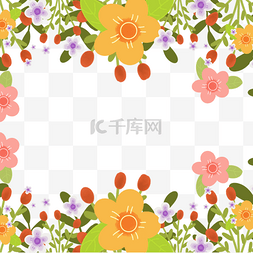 黄色边框背景素材图片_多彩春季花卉边框背景