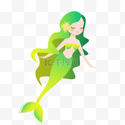 夏天神话童话绿色美人鱼海洋生物