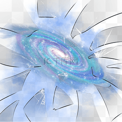 蓝色星空银河玻璃裂开碎片