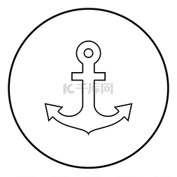 船锚用于海洋航海设计图标黑色轮