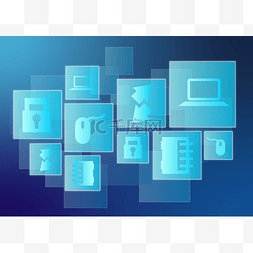 办公蓝色科技图片_网络科技图标