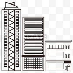 房子黑白线稿图片_房子中心高楼大厦黑白建筑剪贴画